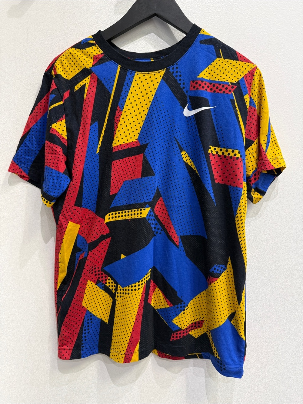 Nike Men's Geometric Jacquard Dri-Fit T-Shirt in a multicolor pattern